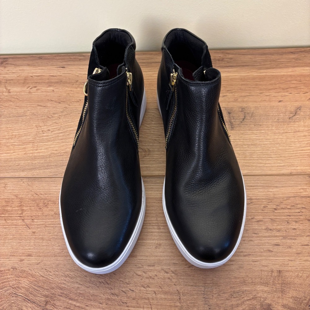 MUNRO Viera Mid Sneakers Black Combo Women Size 9.5 Leather Comfort Side Zippers - Picture 5 of 11